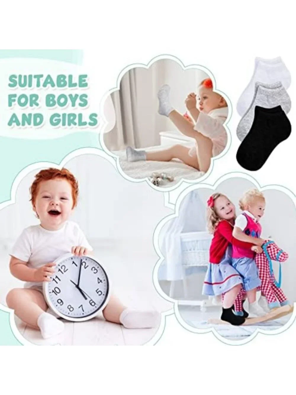 200 Pairs Toddler Low Cut Ankle Socks - Breathable Half Cushion for Kids 2-4